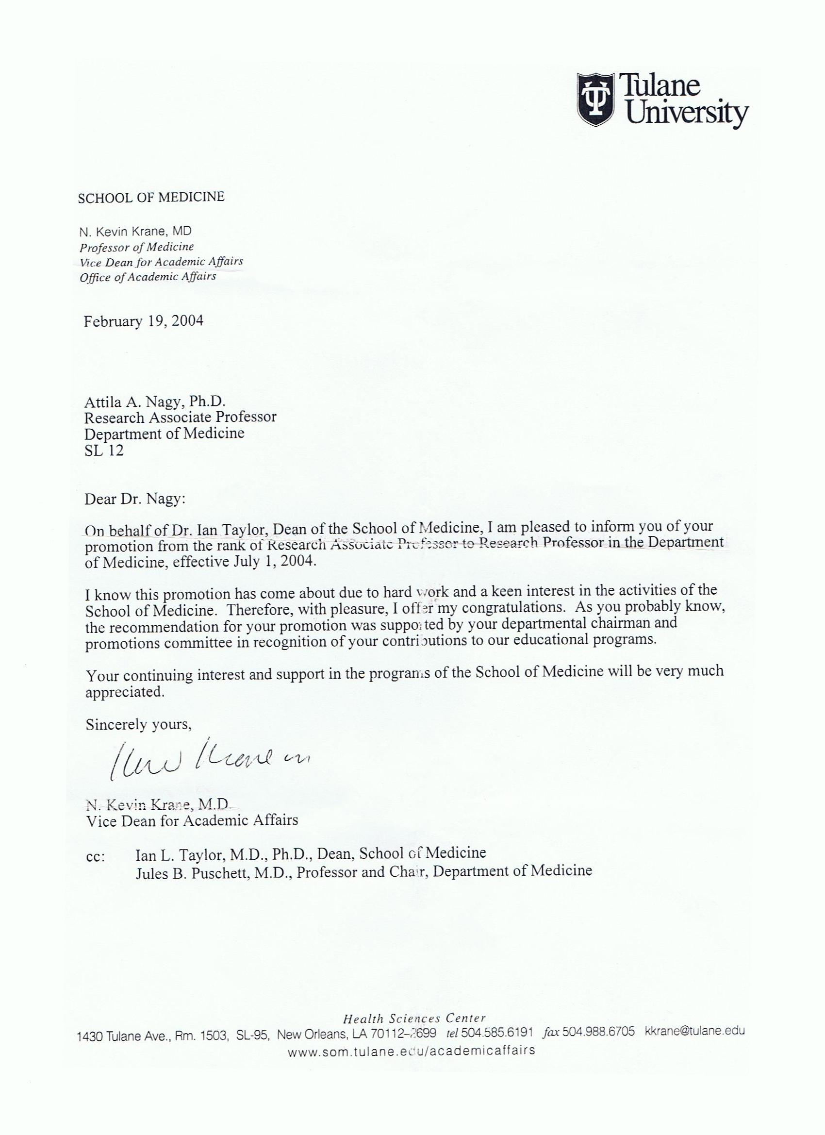 Tulane University Research Professzori kinevezés