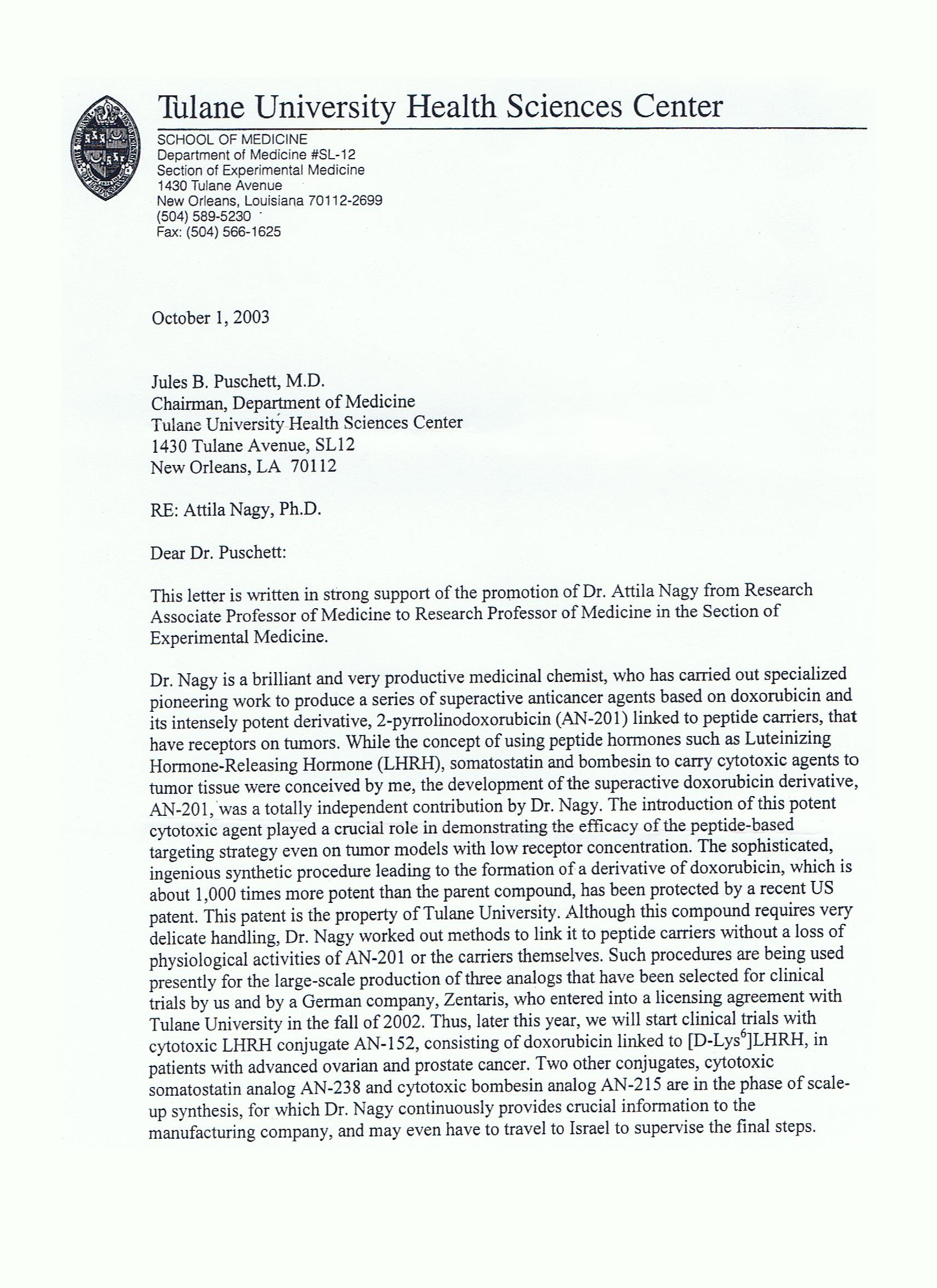 Tulane University Research Professzori kinevezés